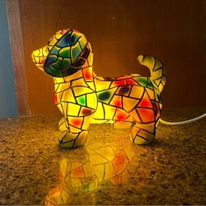 FAUX Stained Glass Dog Lamp